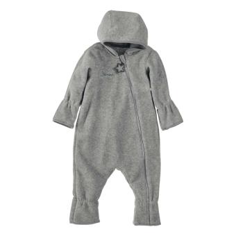Baby Mädchen Overall Jumpsuit aus Melangefleece mit Reißverschluss, Kapuze und Hand- und Fußstulpen, silber - 5501800 