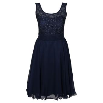 Festliches Chiffon-Kleid mit Stola, Spitze und Perlen am Vorderteil, durchsichtige Träger, Mädchen, dunkelblau - 1371600db 