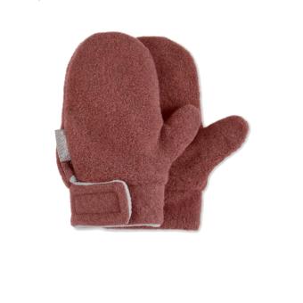 Mädchen Handschuhe Fäustel aus Microfleece mit Daumen, Klettverschluss und Befestigungsclip, hellrot - 4301420 