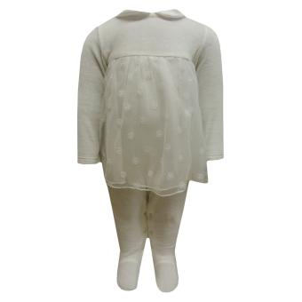 Babystrampler Babykleid Mädchen mit Spitze, natur 