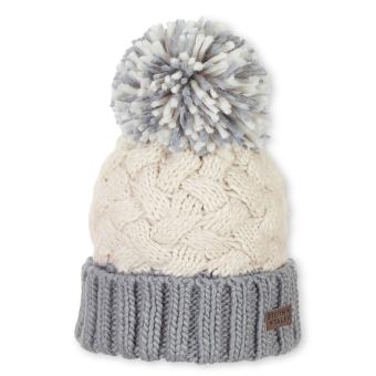 Mädchen Wintermütze Strickmütze mit großer Bommel und Microfleece-Einsatz, beige grau - 4721920 