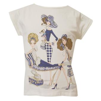 Sommer T-Shirt Mädchen mit Motiv, cremefarben 