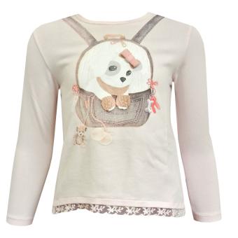 T-Shirt langarm mit Hund für Baby Mädchen, rosa 