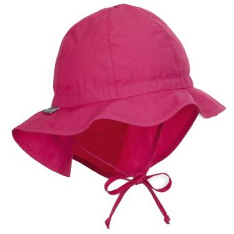 Baby Mädchen Flapper Sonnenhut mit Nackenschutz, einfarbig, zum binden, Bindeband, aus UV-Popeline, UV-Schutz 50+, Größenregulierungsband, pink - 1511620-magen 
