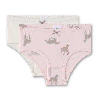 Sanetta Mädchen-Hüftslips (Doppelpack) mit Alloverprint "Pferde" rosa/weiß - 336497 