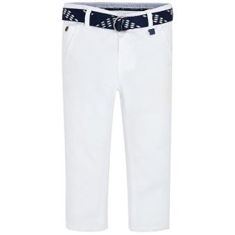 Jungen lange Chino Hose Slim Fit mit Gürtel, weiß - 3.531 