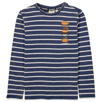 Garcia Jungen Langarmshirt in blau-gestreift mit Print - T25601 