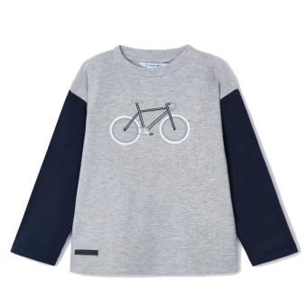 Mayoral Jungen Langarmshirt mit Frontprint "Fahrrad" zweifarbig, grau - 4045 