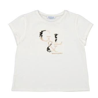 Mayoral Mädchen T-Shirt Kurzarm mit Schriftaufdruck "G & L", weiß - 8.54 