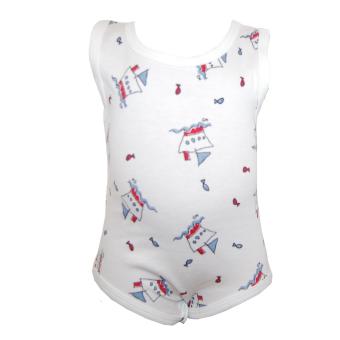 Body Baby Jungen Ärmellos Schiffe, weiß 