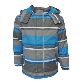 Jungen Regenjacke wasserundurchlässig Fleecefutter gestreift, grau 