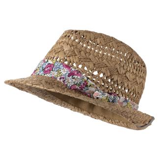 Sterntaler Mädchen Strohhut mit Blumenband, beige -  1422480 