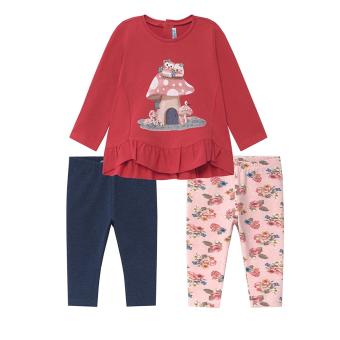 Mädchen Baby Shirt Langarmshirt Leggins Set 3-teilig gemustert "Fliegenpilze", fuchsia - 2.792 