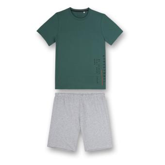 Jungen Sommer kurzarm Schlafanzug Pyjama 100% Baumwolle bedruckt "Streetball", grün -  245163 