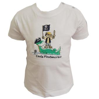 T-Shirt kurzärmlig Piraten-Motiv Jungen, weiß 