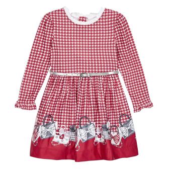 Mädchen Kleid langarm Winterkleid Rüschenkragen, rot - 4.963-rot 