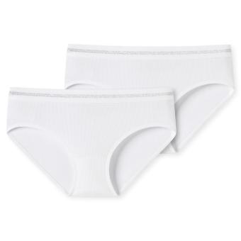 Mädchen Pantys Unterhosen, 2er-Pack, elastischer Doppelripp, einfarbig, weiß - 176146 