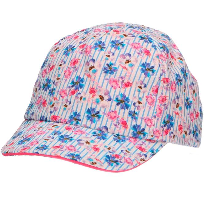 Mädchen Baseball Cap Schirmmütze mit UV Schutz 50+, Gummizug, gefüttert, gemustert, "Blumen", rosa - 1412236-rosa 