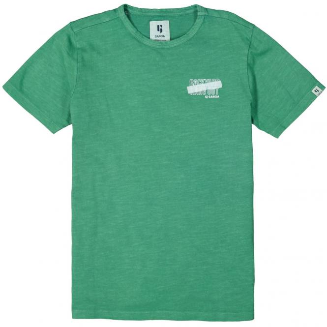 Jungen T-shirt kurzarm mit Rundkragen, verwaschener Look, 100% Baumwolle, Wordprint "Blackyard hang out",  grün - N23604 - Größe 176 176 | 8362 GREEN | 