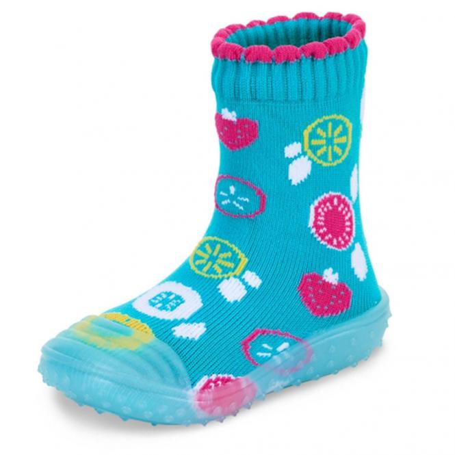 Mädchen Kinder Anti-Rutsch-Socken Adventure-Socks Socken-Schuh-Kombination "Früchte", türkis - 8362105-tuerk 