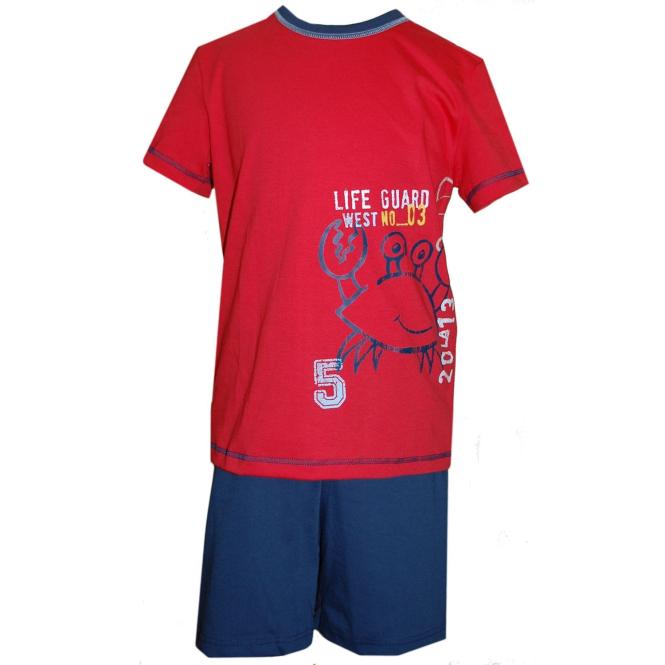 kurzer Schlafanzug Jungen, rot-blau 
