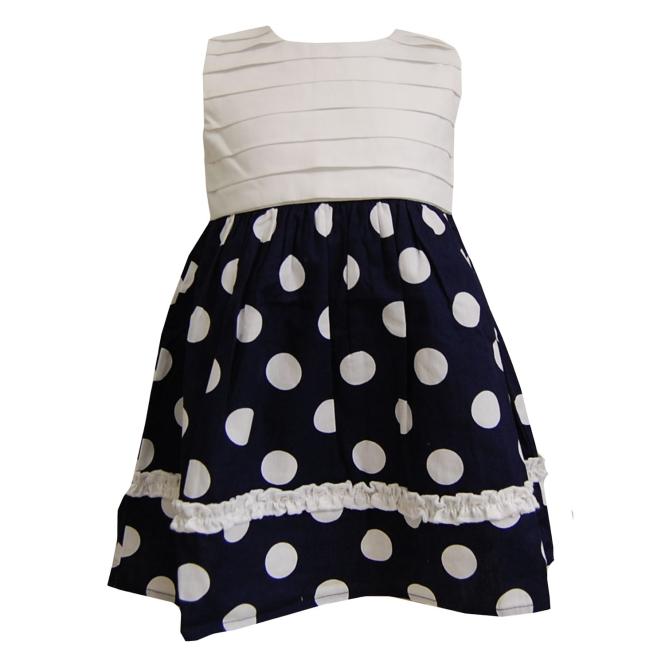 Mädchenkleid Sommerkleid ärmellos, weiß-blau 