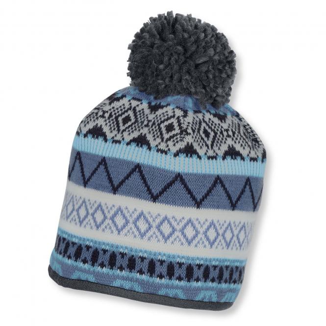 Jungen Wintermütze Strickmütze Bommel, blau 