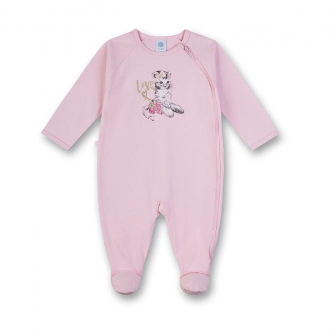 Mädchen Baby langer Schlafoverall einteilig Katze, rosa - 221403 