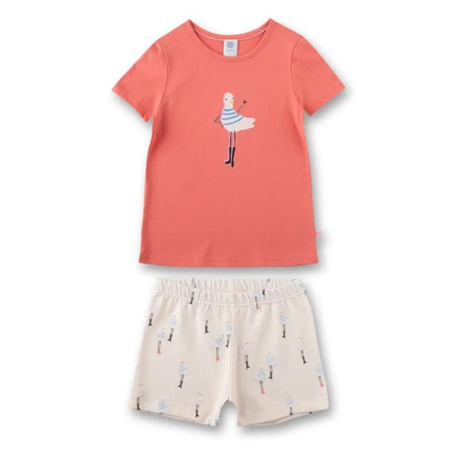 Sanetta Mädchen-Schlafanzug kurz mit Motiv "Möwe" und kurzer Hose mit Allover-Print "Möwe", rosa - 233279 