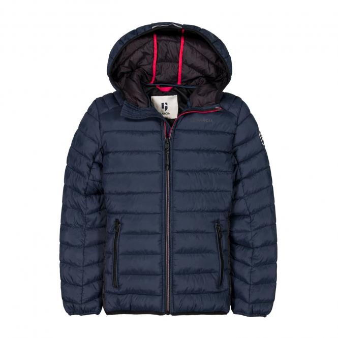 Jungen Hacke Steppjacke gesteppt mit Kapuze, Jackentaschen und Reißverschluss gefüttert, blau -  GJ130801 