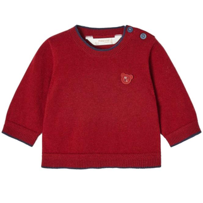 Mayoral Strickpullover aus weichem Baumwoll-Mix mit Logo-Patch, rot - 2.396 