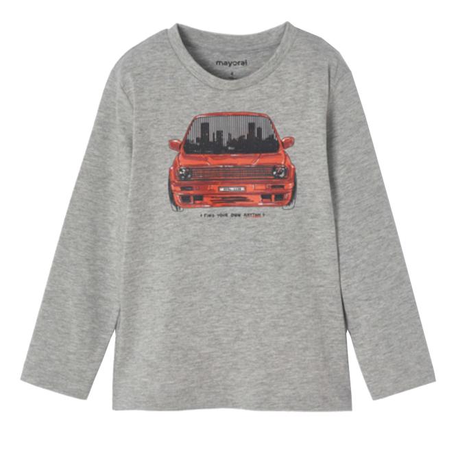 Jungen Langarmshirt, mit Rundkragen, bedruckt, gemustert, "Auto" Wackelbild "the city is yours", grau - 4.009 