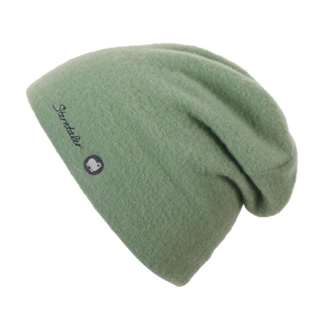 Jungen Slouch-Beanie Mütze Wintermütze Übergangmütze, gefüttert, 100% Wolle, einfarbig, grün - 4522102-gruen 