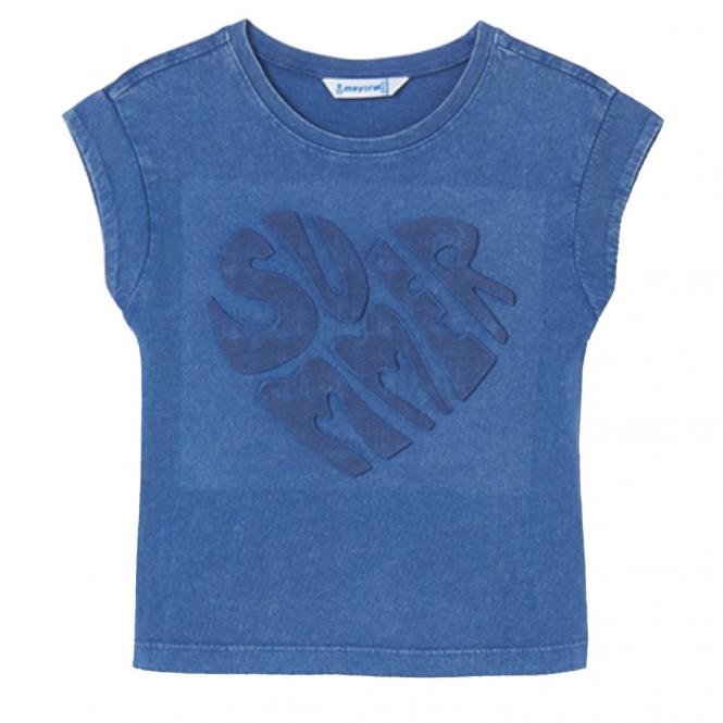 Mädchen T-shirt kurzarm, bedruckt "Summer", blau - 6.035blau 