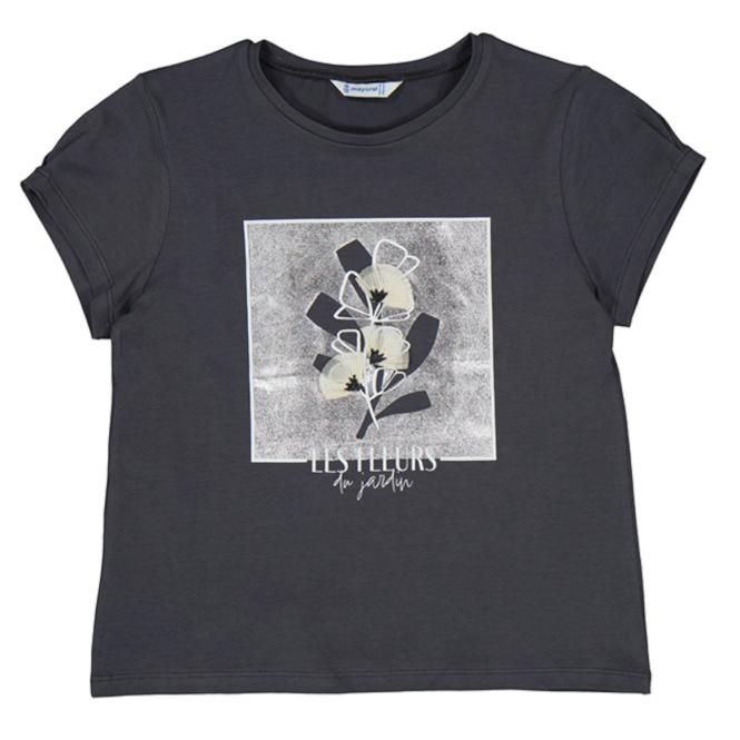 Mayoral Mädchen T-Shirt kurzarm mit großem Frontprint, anthrazit - 6020 