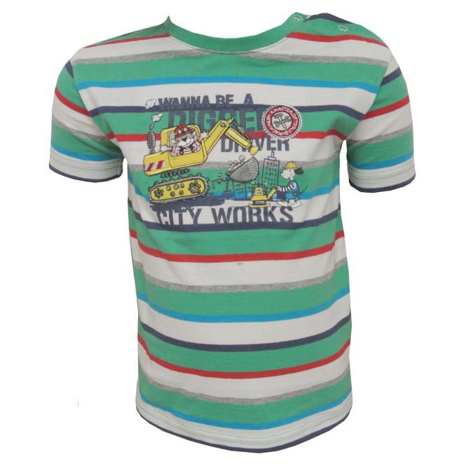 Baby Shirt Jungen kurzarm gestreift, grün 