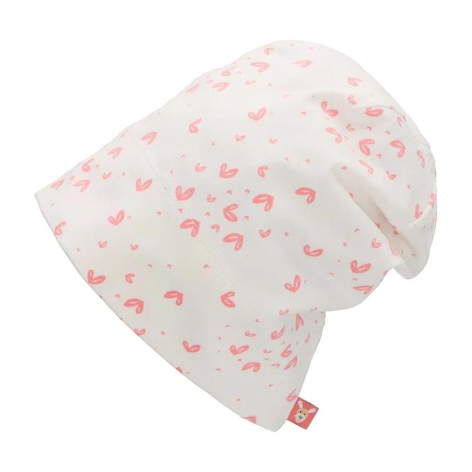 GOTS Slouch-Beanie aus Single Jersey (Bio) mit Herzen, Ecru - 4002221 