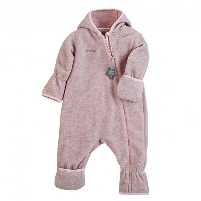 Baby Mädchen Overall Jumpsuit aus Melangefleece mit Reißverschluss, Kapuze und Hand- und Fußstulpen, rosa - 5501800 