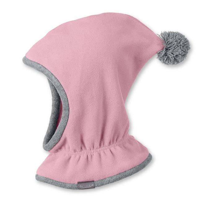 Mädchen Schalmütze Wintermütze Fleece, Zipfelmütze mit Bommel, rosa - 4521645 