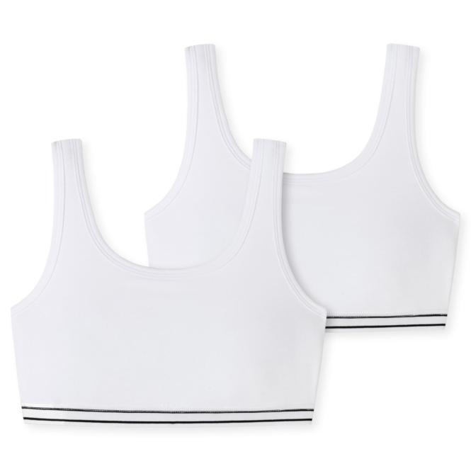 Mädchen Bustier, 2er-Pack, Unterbrustband, Single Jersey, weiß - 179504 