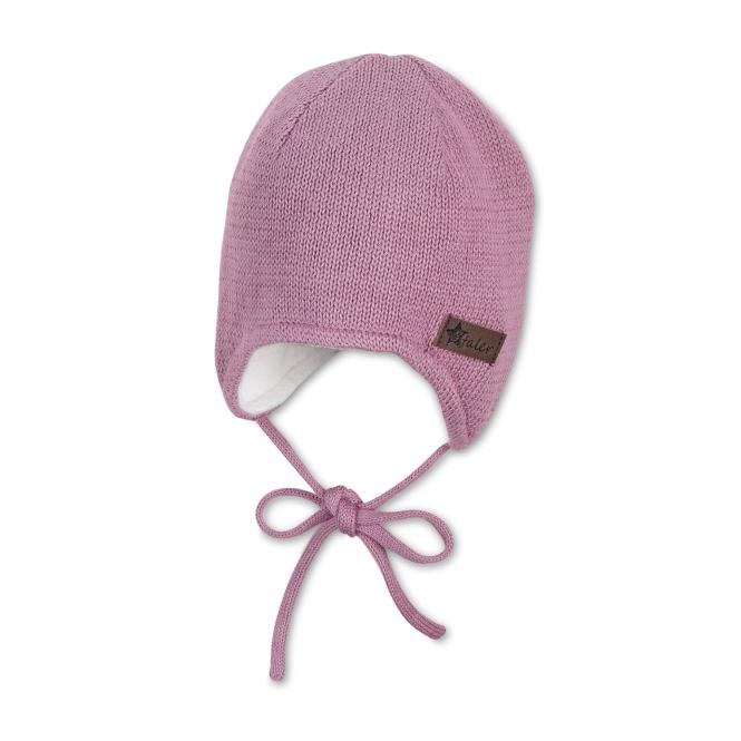Kinder Mädchen Wintermüze Strickmütze zum Binden gefüttert mit Logobadge gestrickt, rosa - 4702110 