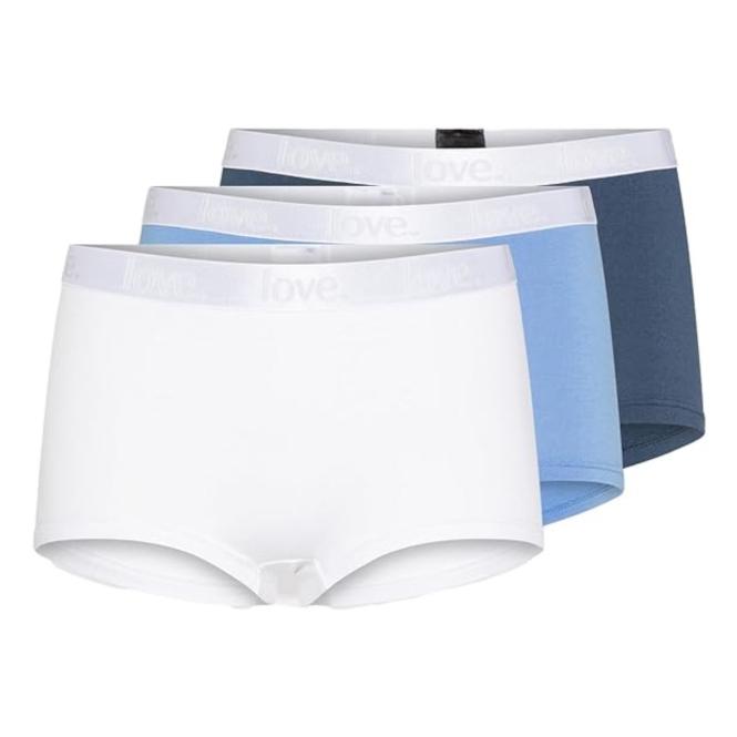 Schiesser Mädchen-Shorts 3er Pack Organic Cotton Love, weiß/blau - 180960 