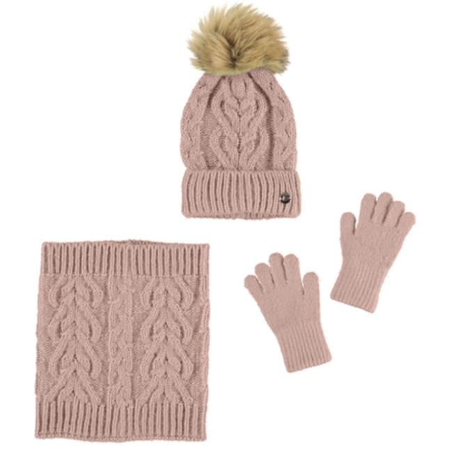 Mayoral Mädchen Schal, Mütze, Handschuhe,Winterset 3-Teilig, Accessoires, rosa – 10.344 