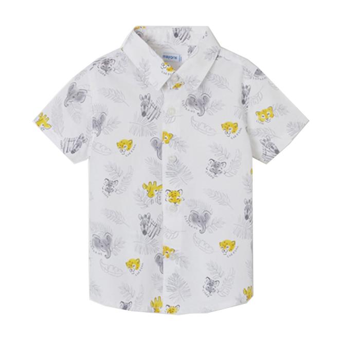 Baby Jungen Hemd kurzarm, bedruckt "Safari", Baumwolle, weiß - 1.115 