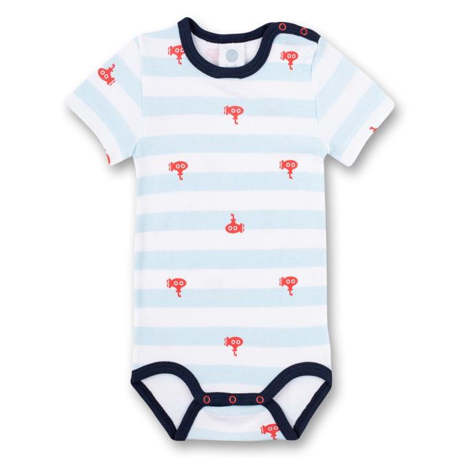 Baby Jungen Body kurzarm 100% Bio Baumwolle "rote U-Boote", hellblau - 323074 