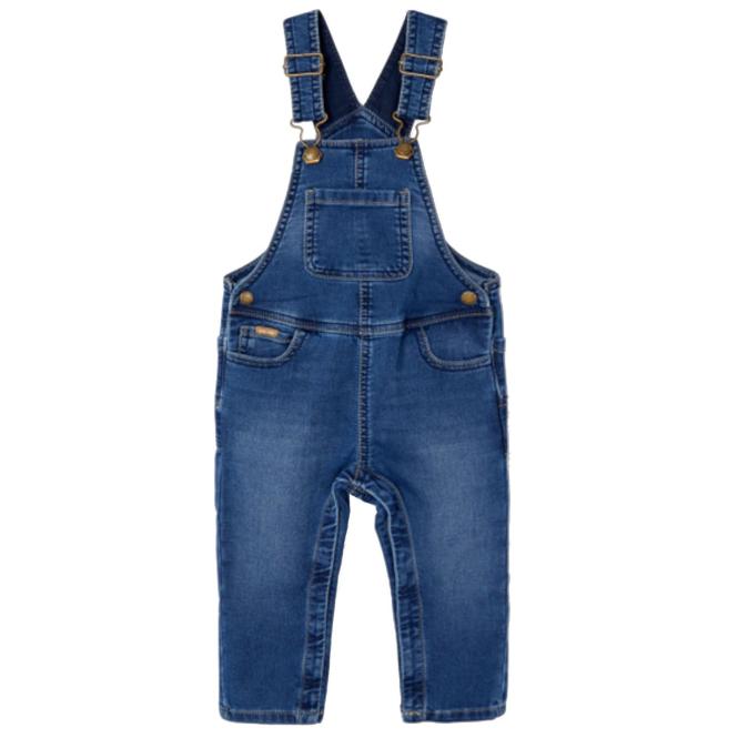 Baby Jungen Jeans-Latzhose, lang, abnehmbare Träger, 5 Taschen, einfarbig, blau - 2.653 