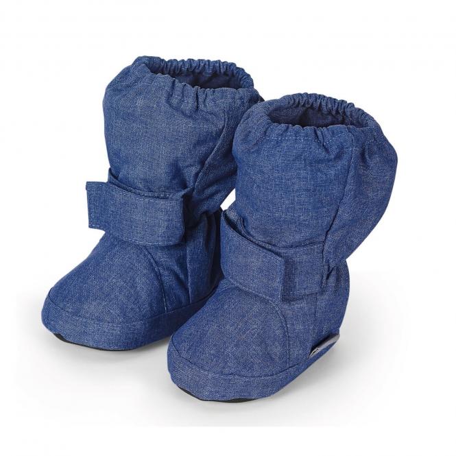 Baby Jungen Winterschuhe gefüttert wasserabweisend mit Klettverschluss einfarbig meliert - blau mel. - 5101810 