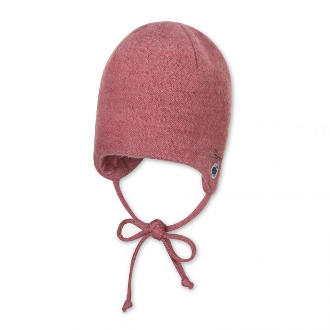 Mädchen Mütze Wintermütze zum binden, Erstlingsgröße, 100% Wolle, gefüttert, einfarbig, rosa - 4502122-rosa 