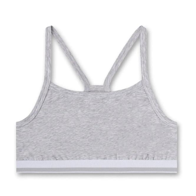 Sanetta Mädchen Bustier in Single-Jersey Qualität in sportivem Design, grau - 347542 