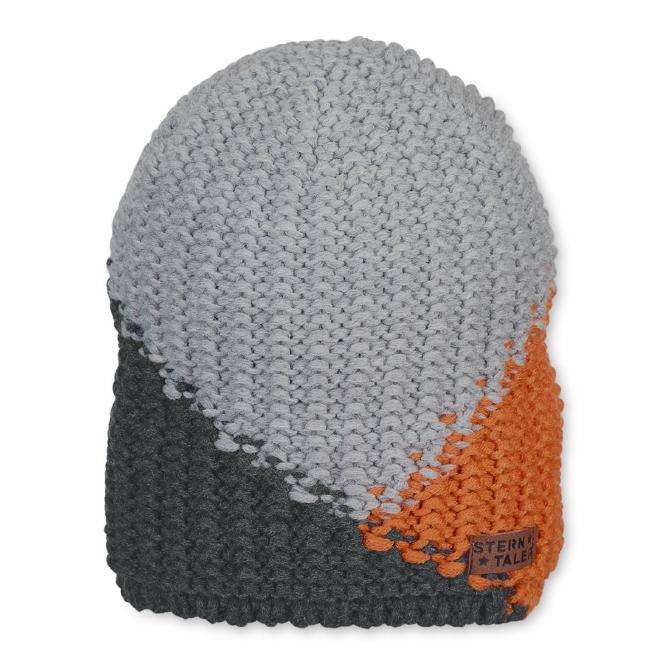 Jungen Strickmütze mit Microfleece-Einsatz, silbergrau orange - 4721908 